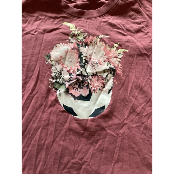 Adidas Shirt Youth Medium 10/12 Pink Crop Soccer Floral Graphic Short Sleeve - Picture 3 of 7